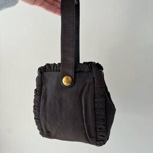 Elegant Vintage Antique Women's Bag Brown ruffled kisslock